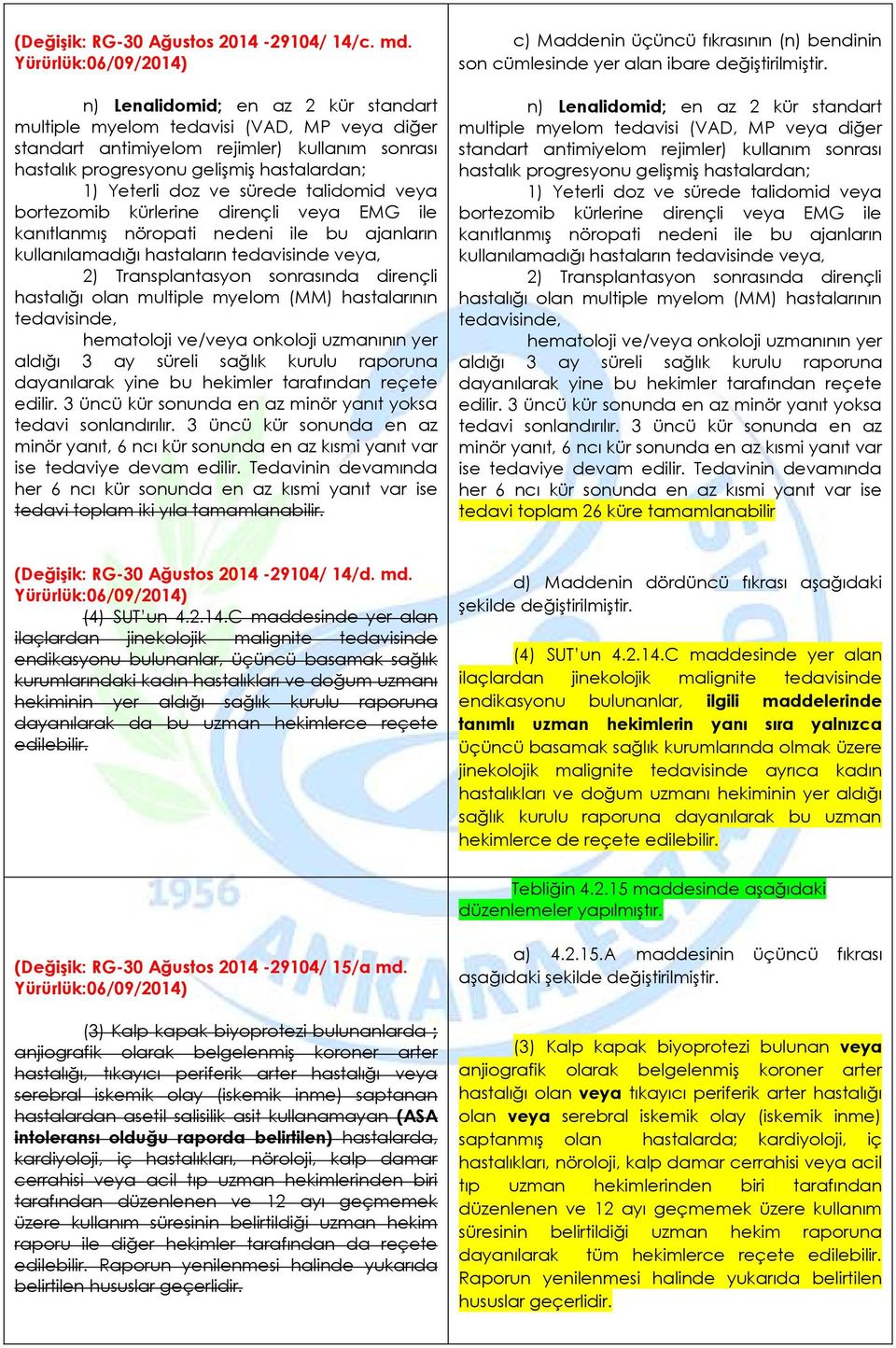 talidomid veya bortezomib kürlerine dirençli veya EMG ile kanıtlanmış nöropati nedeni ile bu ajanların kullanılamadığı hastaların tedavisinde veya, 2) Transplantasyon sonrasında dirençli hastalığı