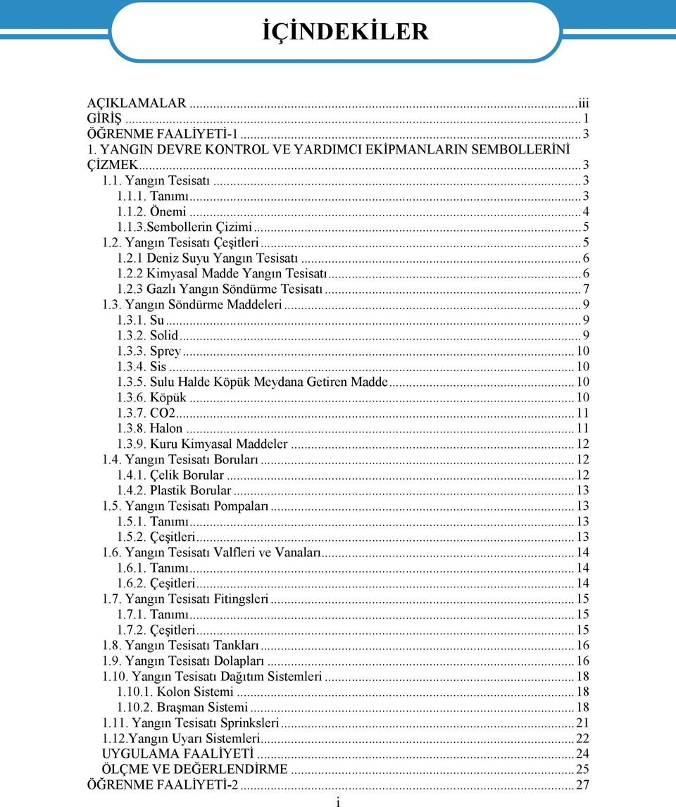 ..9 1.3.1. Su...9 1.3.2. Solid...9 1.3.3. Sprey...10 1.3.4. Sis...10 1.3.5. Sulu Halde Köpük Meydana Getiren Madde...10 1.3.6. Köpük...10 1.3.7. CO2...11 1.3.8. Halon...11 1.3.9. Kuru Kimyasal Maddeler.