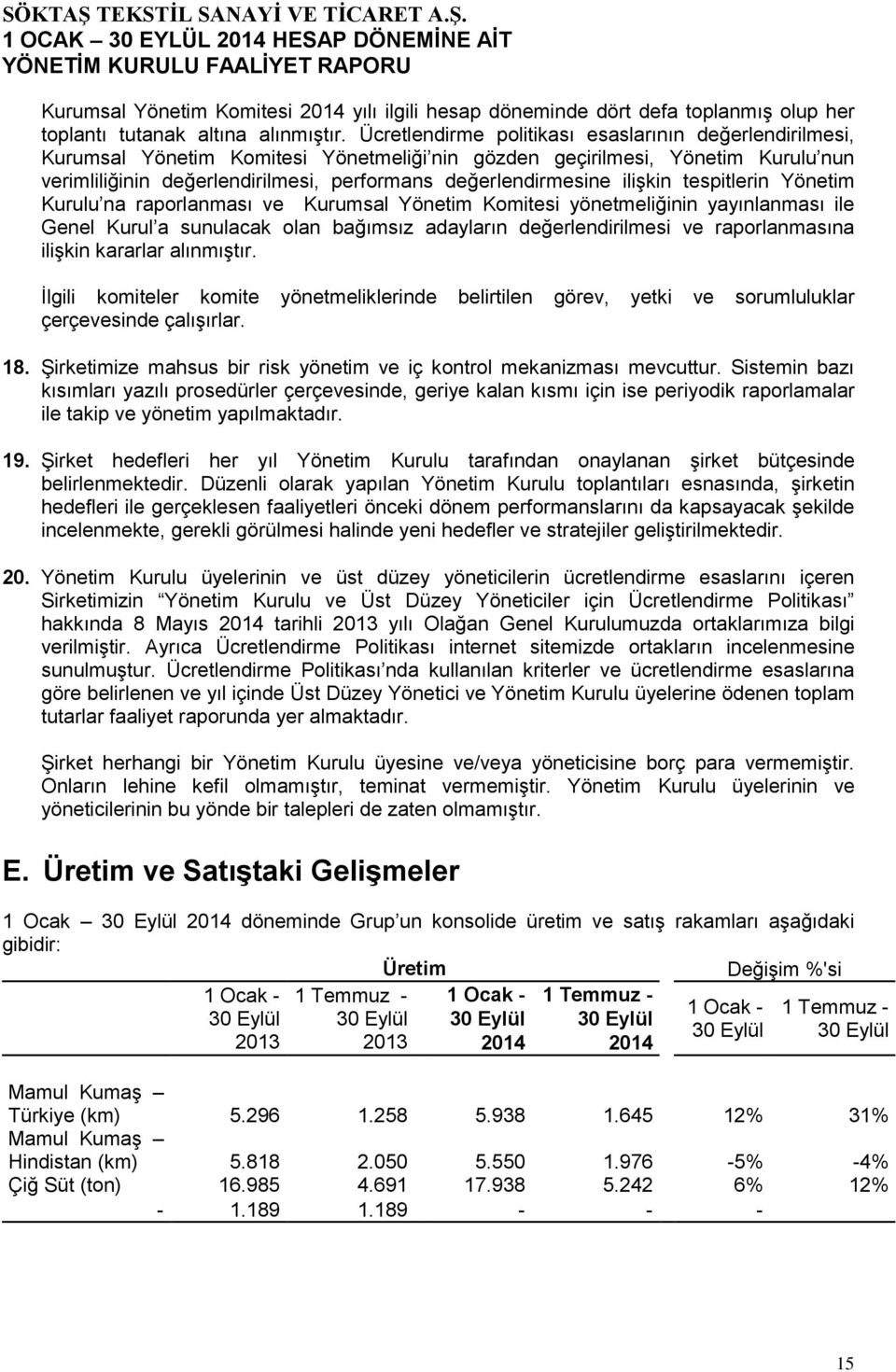 tespitlerin Yönetim Kurulu na raporlanması ve Kurumsal Yönetim Komitesi yönetmeliğinin yayınlanması ile Genel Kurul a sunulacak olan bağımsız adayların değerlendirilmesi ve raporlanmasına ilişkin