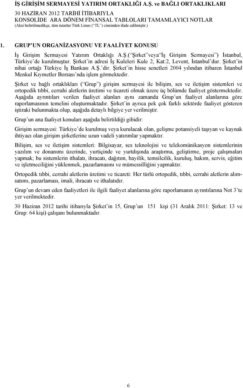 Şirket in hisse senetleri 2004 yılından itibaren İstanbul Menkul Kıymetler Borsası nda işlem görmektedir.