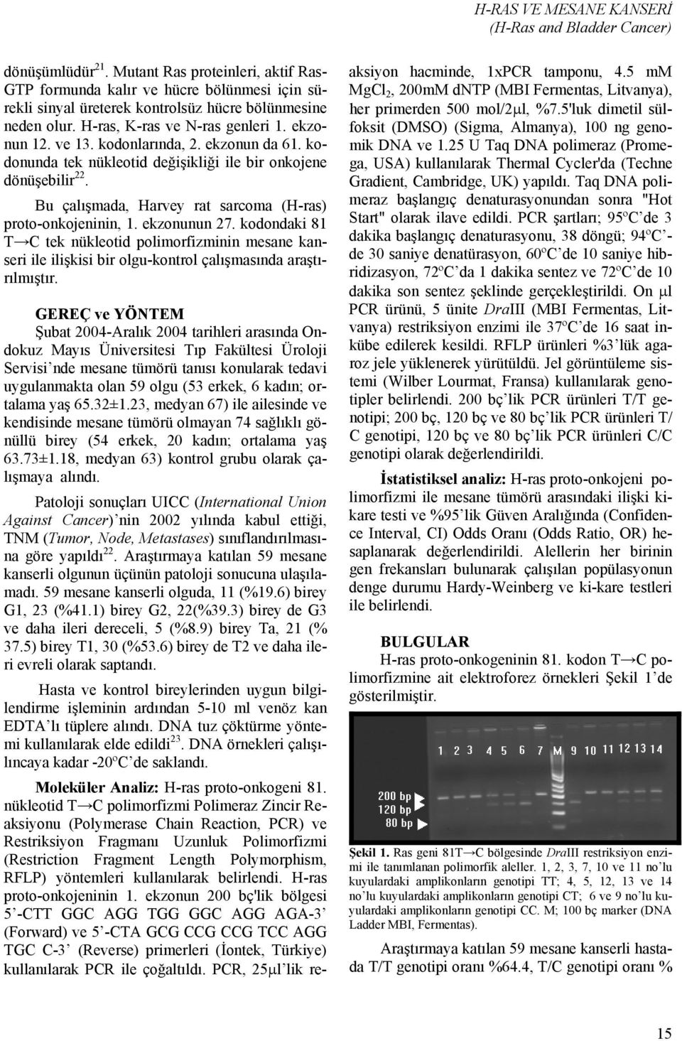 kodonlarında, 2. ekzonun da 61. kodonunda tek nükleotid değişikliği ile bir onkojene dönüşebilir 22. Bu çalışmada, Harvey rat sarcoma (H-ras) proto-onkojeninin, 1. ekzonunun 27.