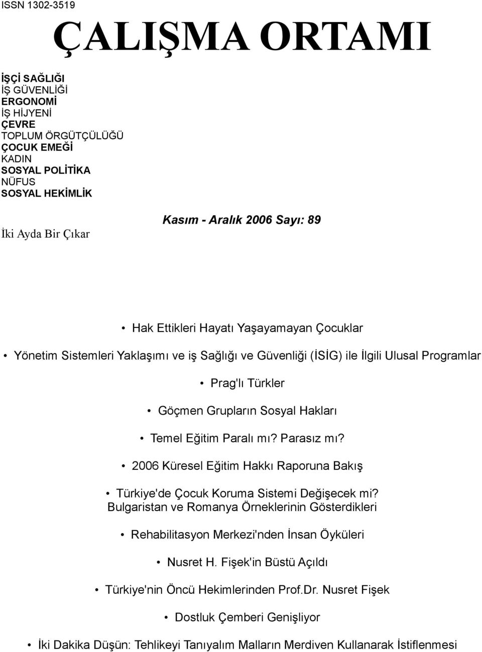 Eğitim Paralı mı? Parasız mı? 2006 Küresel Eğitim Hakkı Raporuna Bakış Türkiye'de Çocuk Koruma Sistemi Değişecek mi?