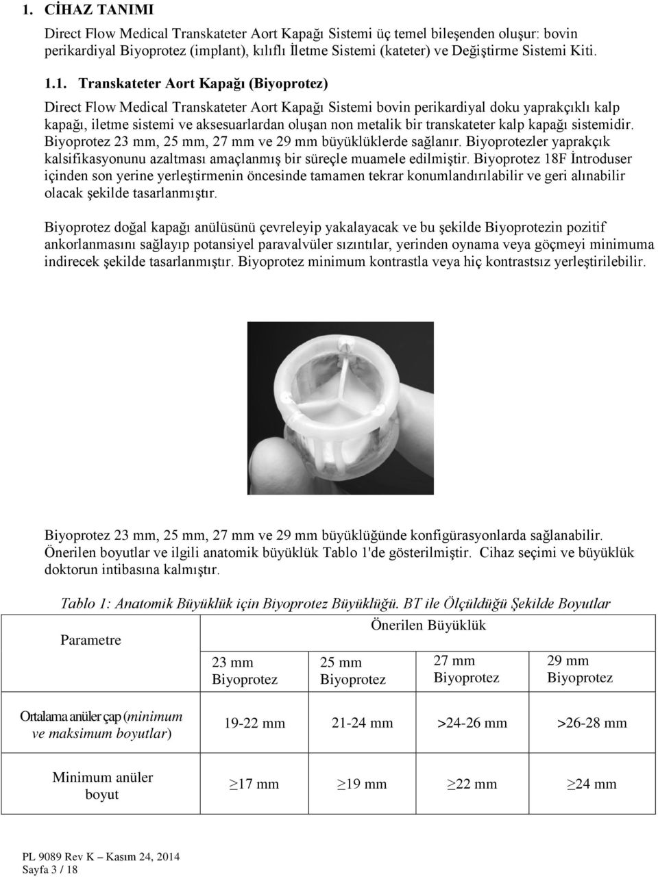 bir transkateter kalp kapağı sistemidir. Biyoprotez 23 mm, 25 mm, 27 mm ve 29 mm büyüklüklerde sağlanır. Biyoprotezler yaprakçık kalsifikasyonunu azaltması amaçlanmış bir süreçle muamele edilmiştir.