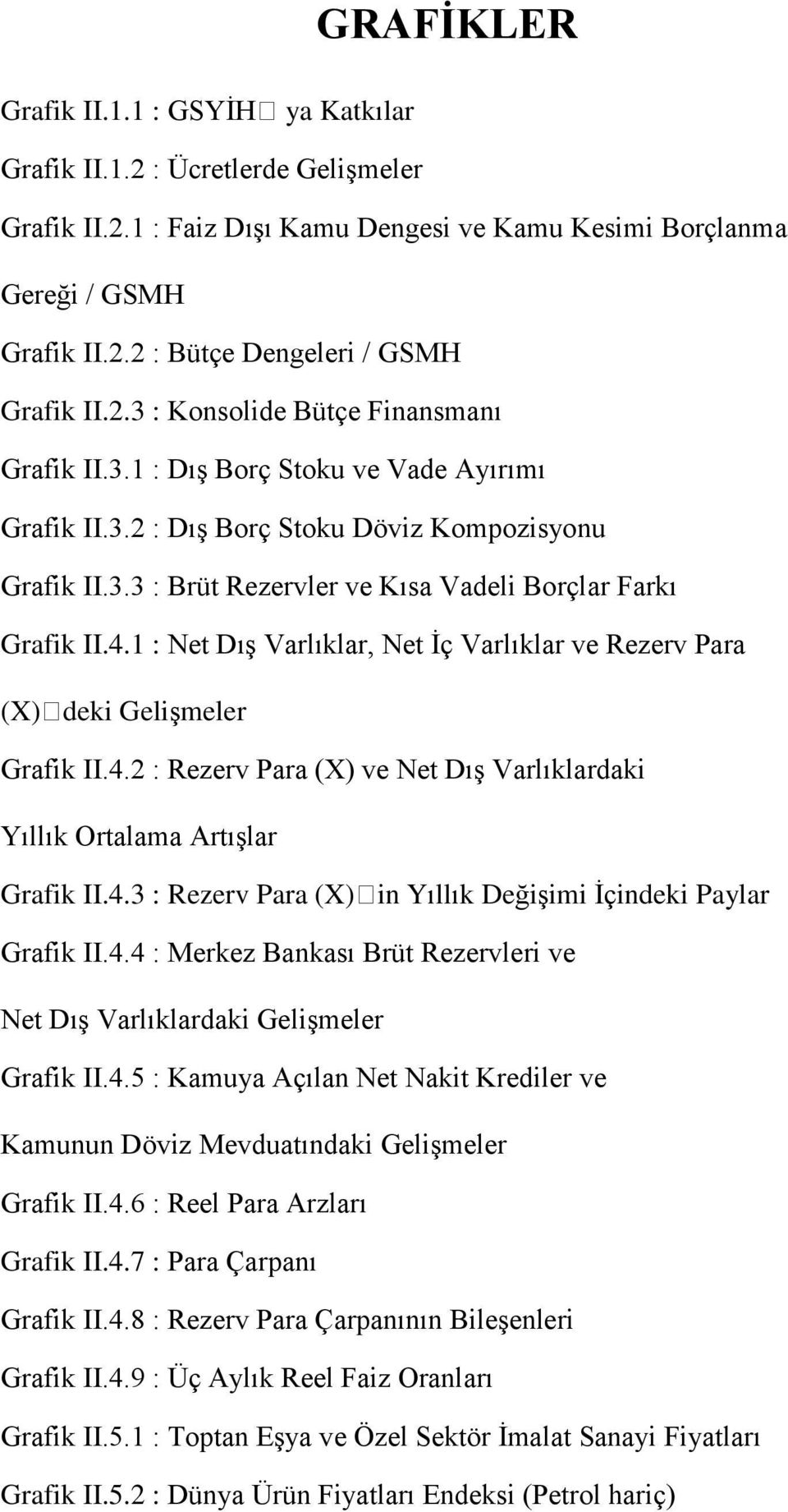 4.1 : Net Dış Varlıklar, Net İç Varlıklar ve Rezerv Para (X)deki Gelişmeler Grafik II.4.2 : Rezerv Para (X) ve Net Dış Varlıklardaki Yıllık Ortalama Artışlar Grafik II.4.3 : Rezerv Para (X)in Yıllık Değişimi İçindeki Paylar Grafik II.