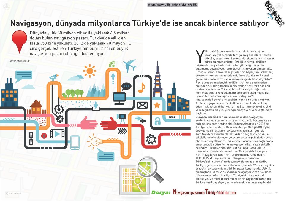 2012 de yaklaşık 70 milyon TL ciro gerçekleştiren Türkiye nin bu yıl 7 nci en büyük navigasyon pazarı olacağı iddia ediliyor.