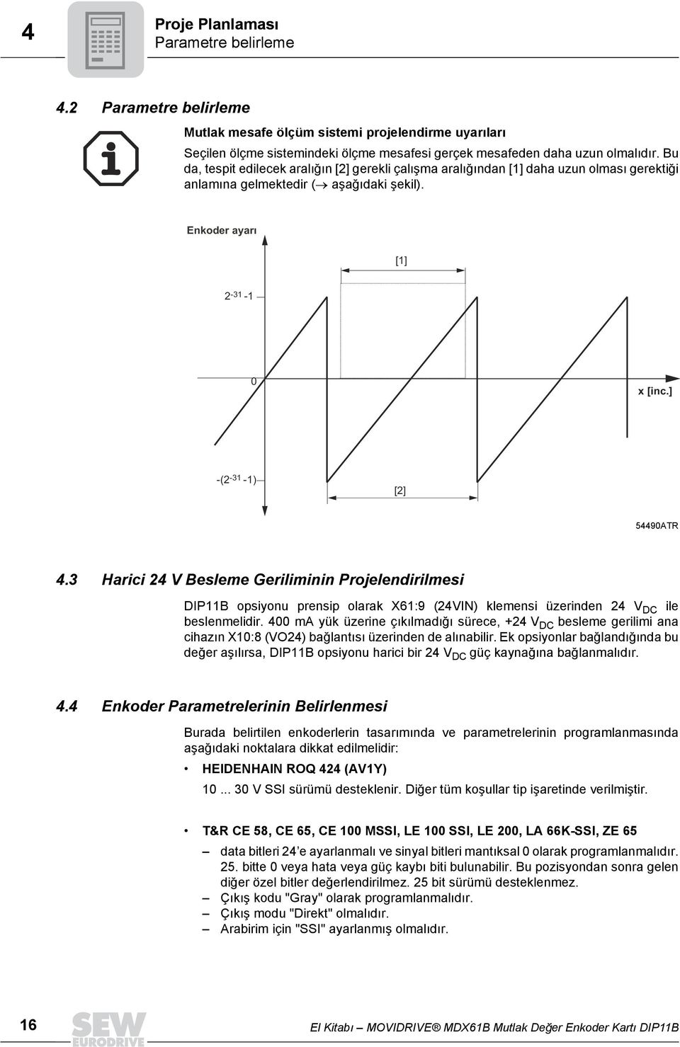 3 Harici 24 V Besleme Geriliminin Projelendirilmesi DIP11B opsiyonu prensip olarak X61:9 (24VIN) klemensi üzerinden 24 V DC ile beslenmelidir.