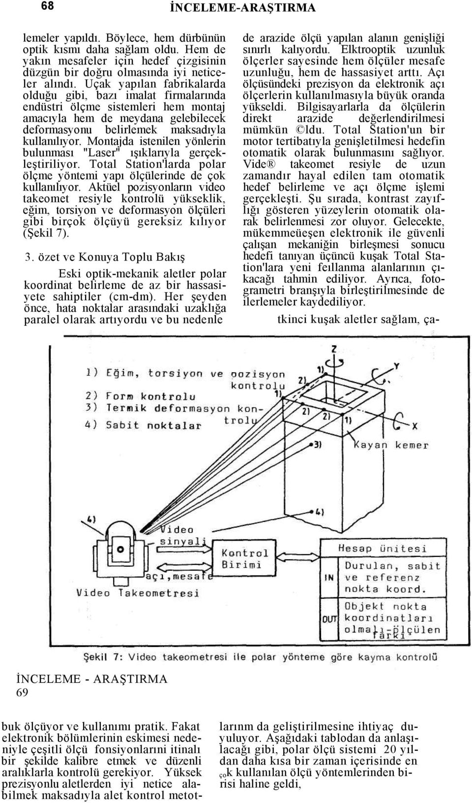 Montajda istenilen yönlerin bulunması "Laser" ışıklarıyla gerçekleştiriliyor. Total Station'larda polar ölçme yöntemi yapı ölçülerinde de çok kullanılıyor.