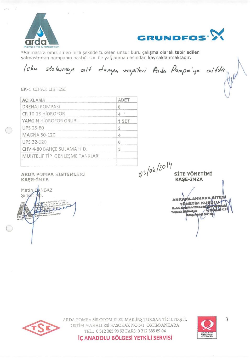 şj( İLpa EK-1 CİFA LİSTESİ [ ADET DRENAJ OMPA5I 8 CR 101 HDRO::OR 4 YAI\EIN H0ROFOR_GRU3L 1 SET U S 25-0 2 MAGNA 50-120 4 UPS 32-:2 6 CHV 4-8} L.AHÇE.