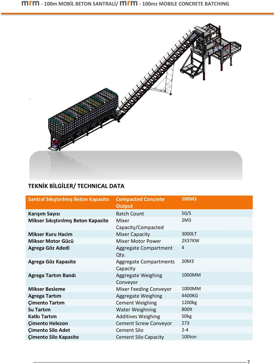 Agrega Göz Kapasite Aggregate Compartments 20M3 Capacity Agrega Tartım Bandı Aggregate Weighing 1000MM Conveyor Mikser Besleme Mixer Feeding Conveyor 1000MM Agrega Tartım Aggregate Weighing 4400KG