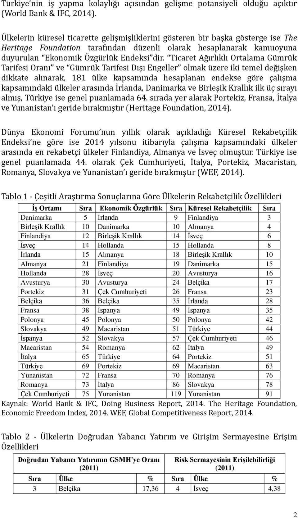 Ticaret Ağırlıklı Ortalama Gümrük Tarifesi Oranı ve Gümrük Tarifesi Dışı Engeller olmak üzere iki temel değişken dikkate alınarak, 181 ülke kapsamında hesaplanan endekse göre çalışma kapsamındaki