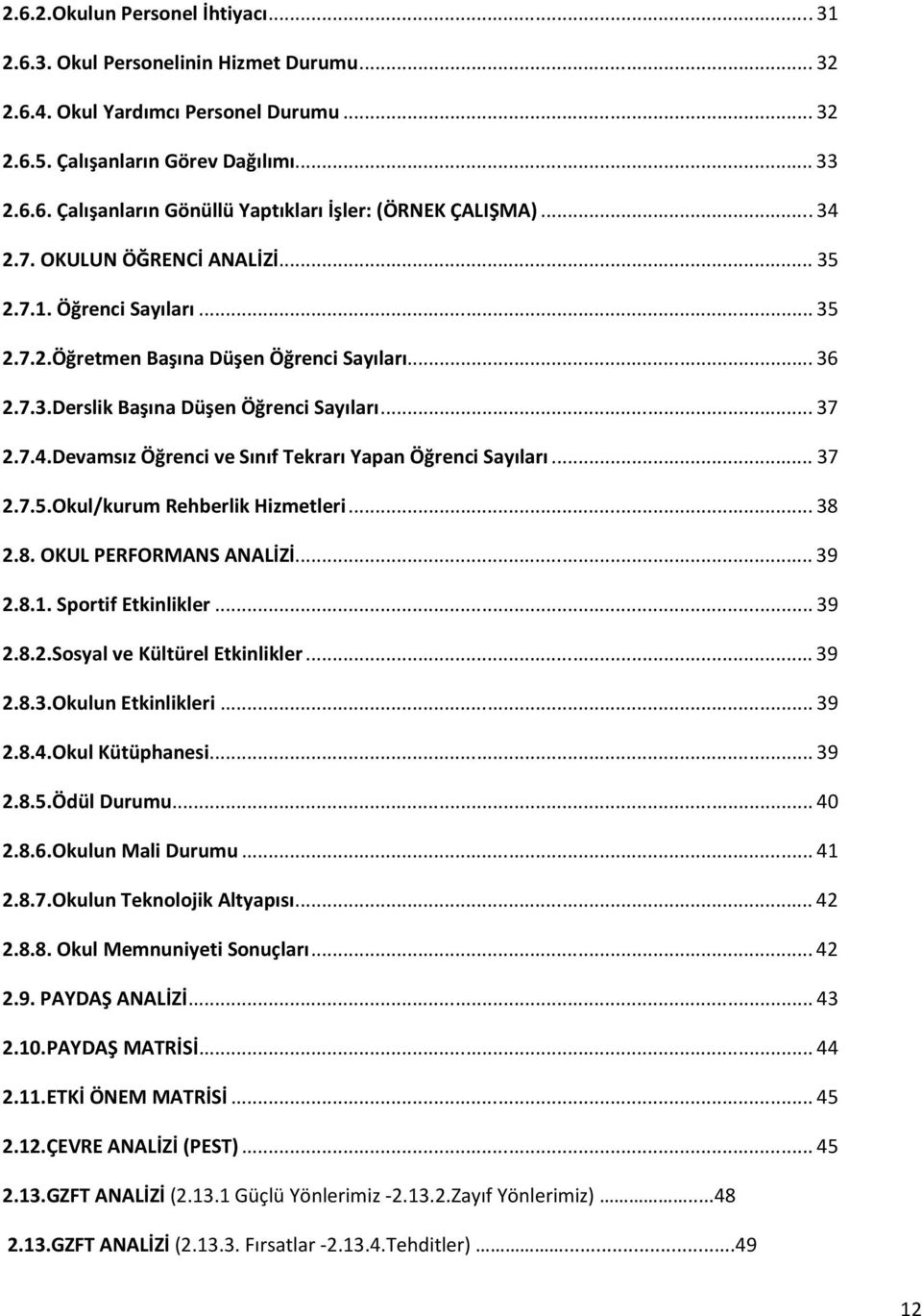 .. 37 2.7.5.Okul/kurum Rehberlik Hizmetleri... 38 2.8. OKUL PERFORMANS ANALİZİ... 39 2.8.1. Sportif Etkinlikler... 39 2.8.2.Sosyal ve Kültürel Etkinlikler... 39 2.8.3.Okulun Etkinlikleri... 39 2.8.4.