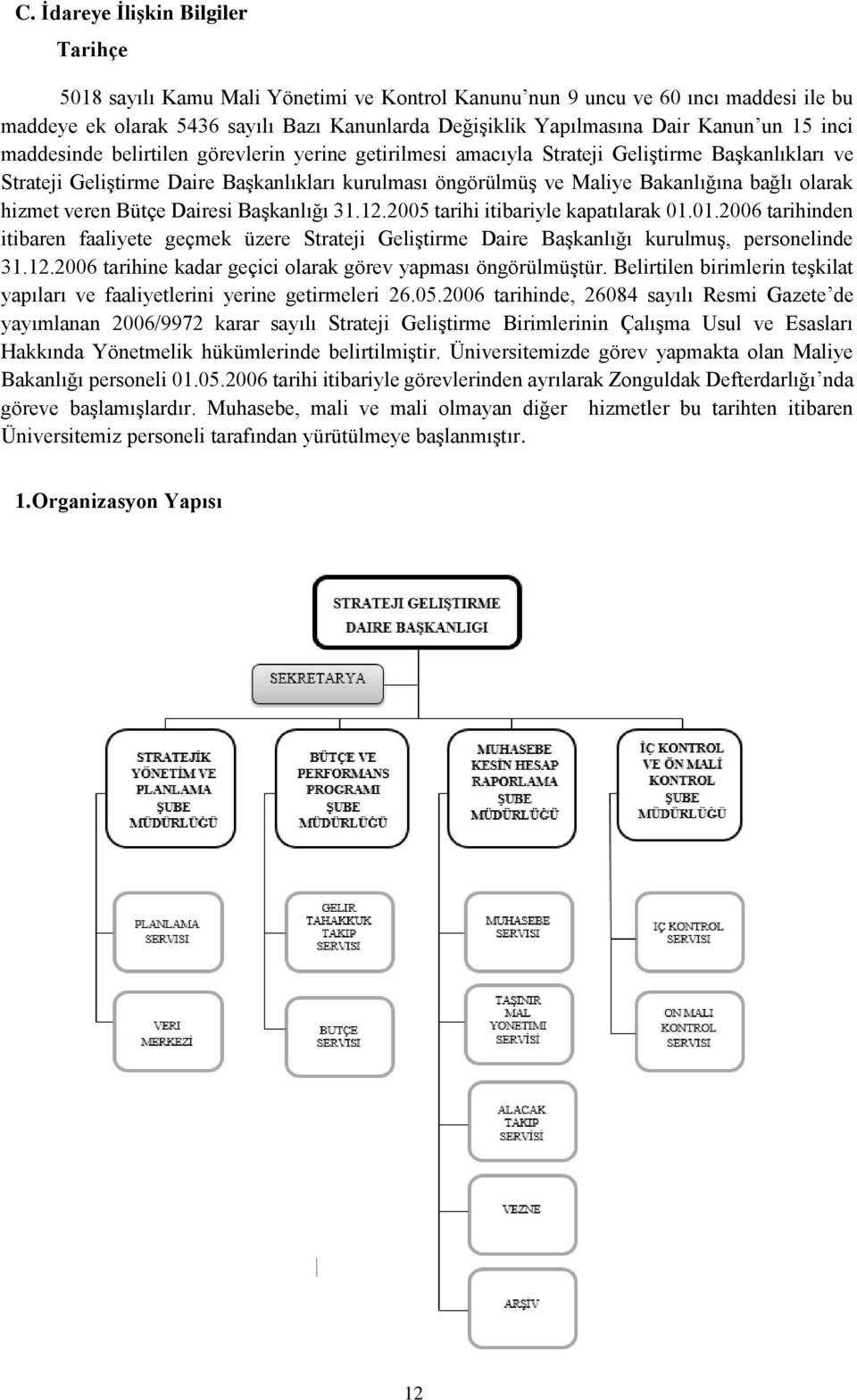 bağlı olarak hizmet veren Bütçe Dairesi Başkanlığı 31.12.2005 tarihi itibariyle kapatılarak 01.