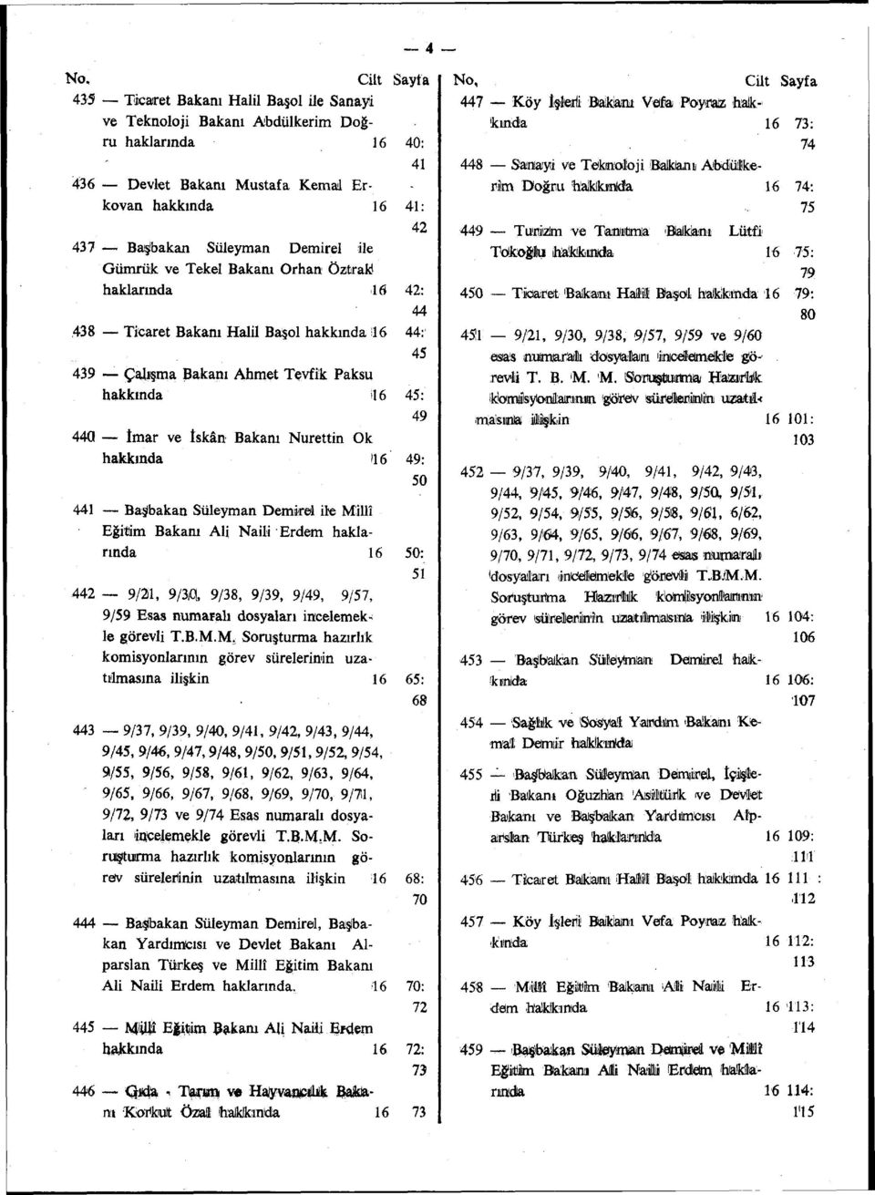 9/57, 9/59 Esas numafalı dosyaları incelemekle görevli T.B.M.