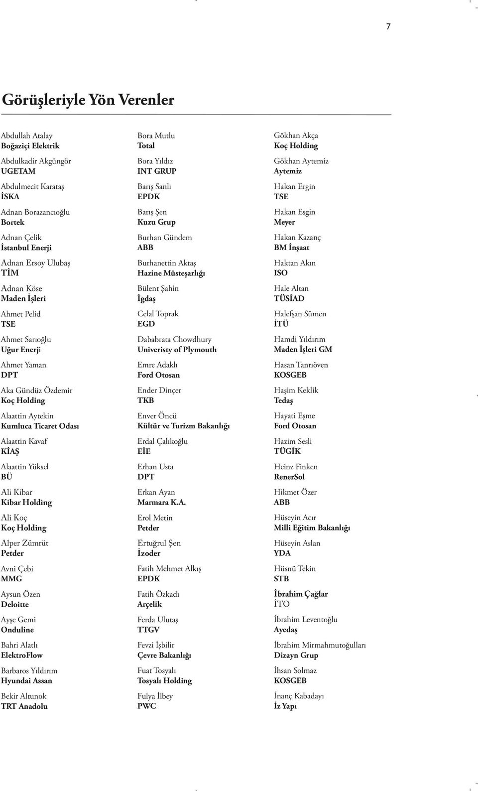 Kibar Holding Ali Koç Koç Holding Alper Zümrüt Petder Avni Çebi MMG Aysun Özen Deloitte Ayşe Gemi Onduline Bahri Alatlı ElektroFlow Barbaros Yıldırım Hyundai Assan Bekir Altunok TRT Anadolu Bora