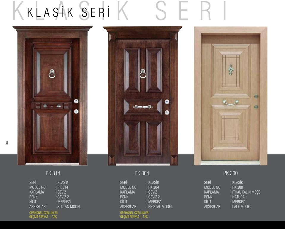 PK 304 KAPLAMA : CEVİZ RENK : CEVİZ 2 AKSESUAR : KRİSTAL MODEL OPSİYONEL ÖZELLİKLER GEÇME PERVAZ +