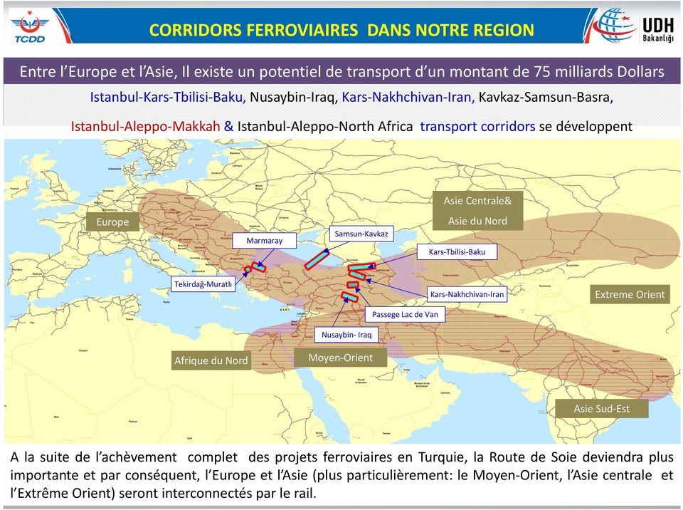 Tbilisi Baku Tekirdağ Muratlı Passege Lac de Van Kars Nakhchivan Iran Extreme Orient Nusaybin Iraq Afrique du Nord Moyen Orient Asie Sud Est A la suite de l achèvement complet des projets