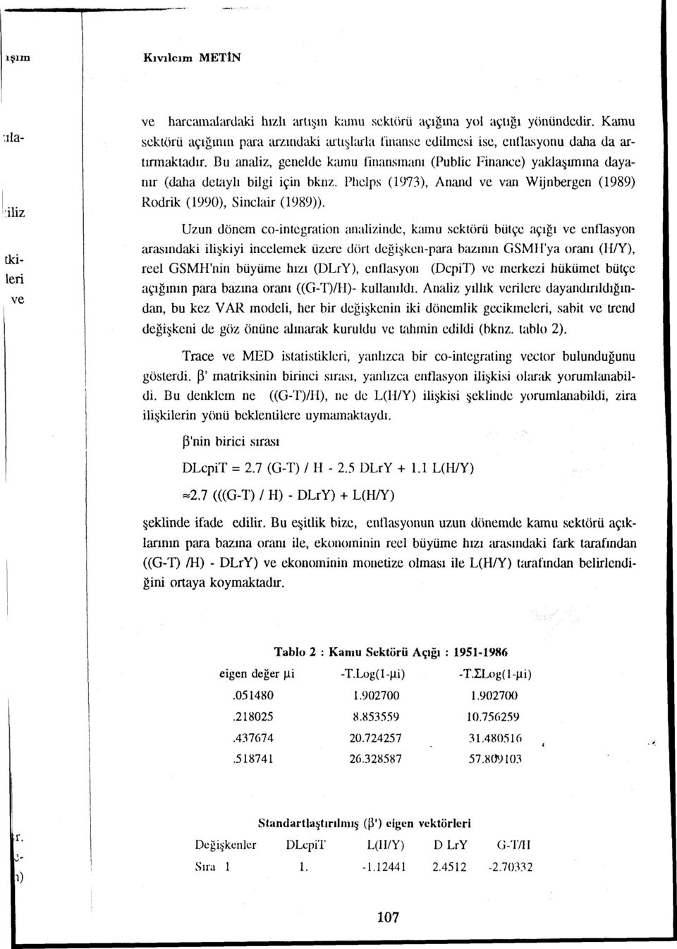 Phelps (9'73), Anand ve van Wijnbergen (989) Rodrik (990), Sindair (989)).