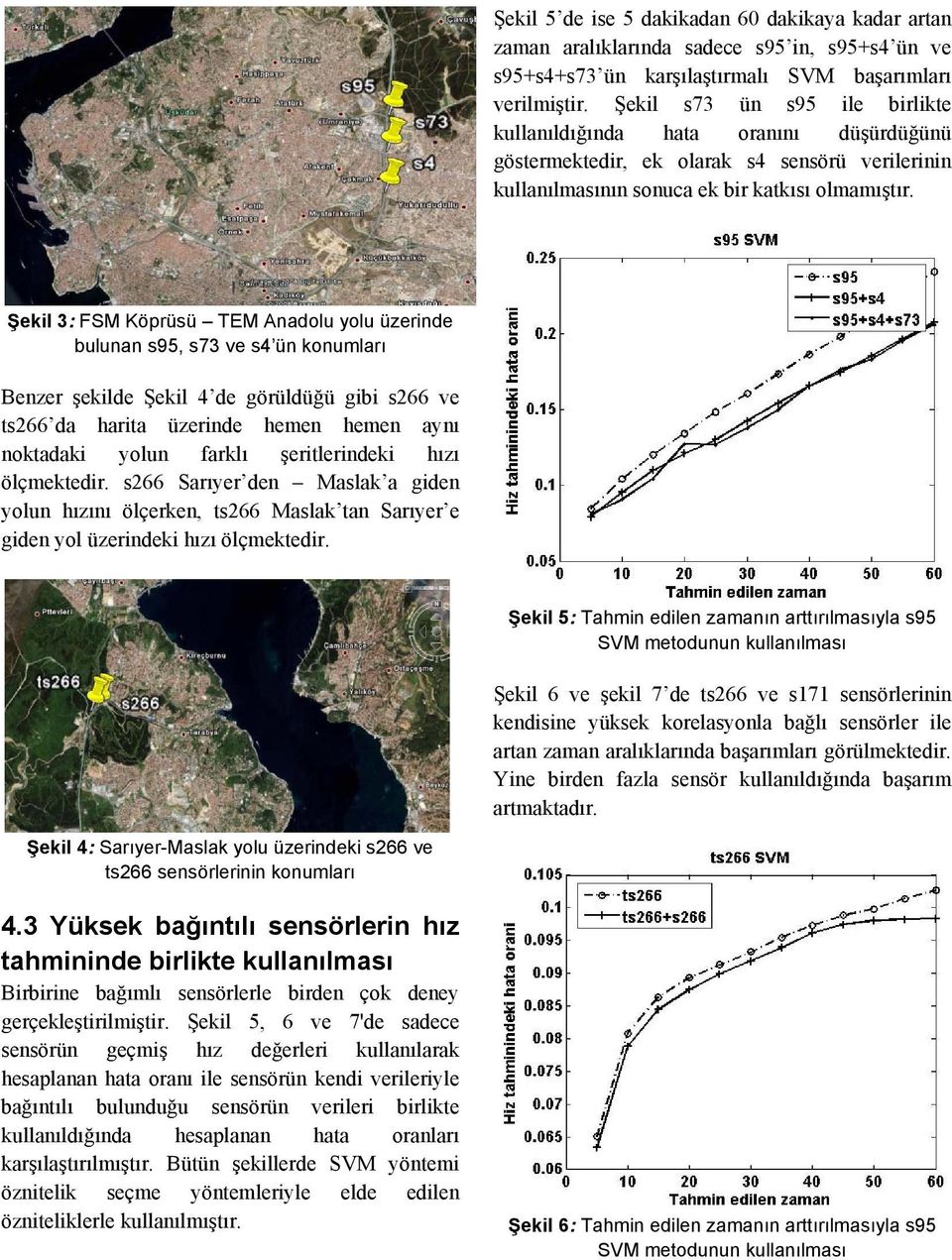 Şekil 3: FSM Köprüsü TEM Anadolu yolu üzerinde bulunan s95, s73 ve s4 ün konumları Benzer şekilde Şekil 4 de görüldüğü gibi s266 ve ts266 da harita üzerinde hemen hemen aynı noktadaki yolun farklı