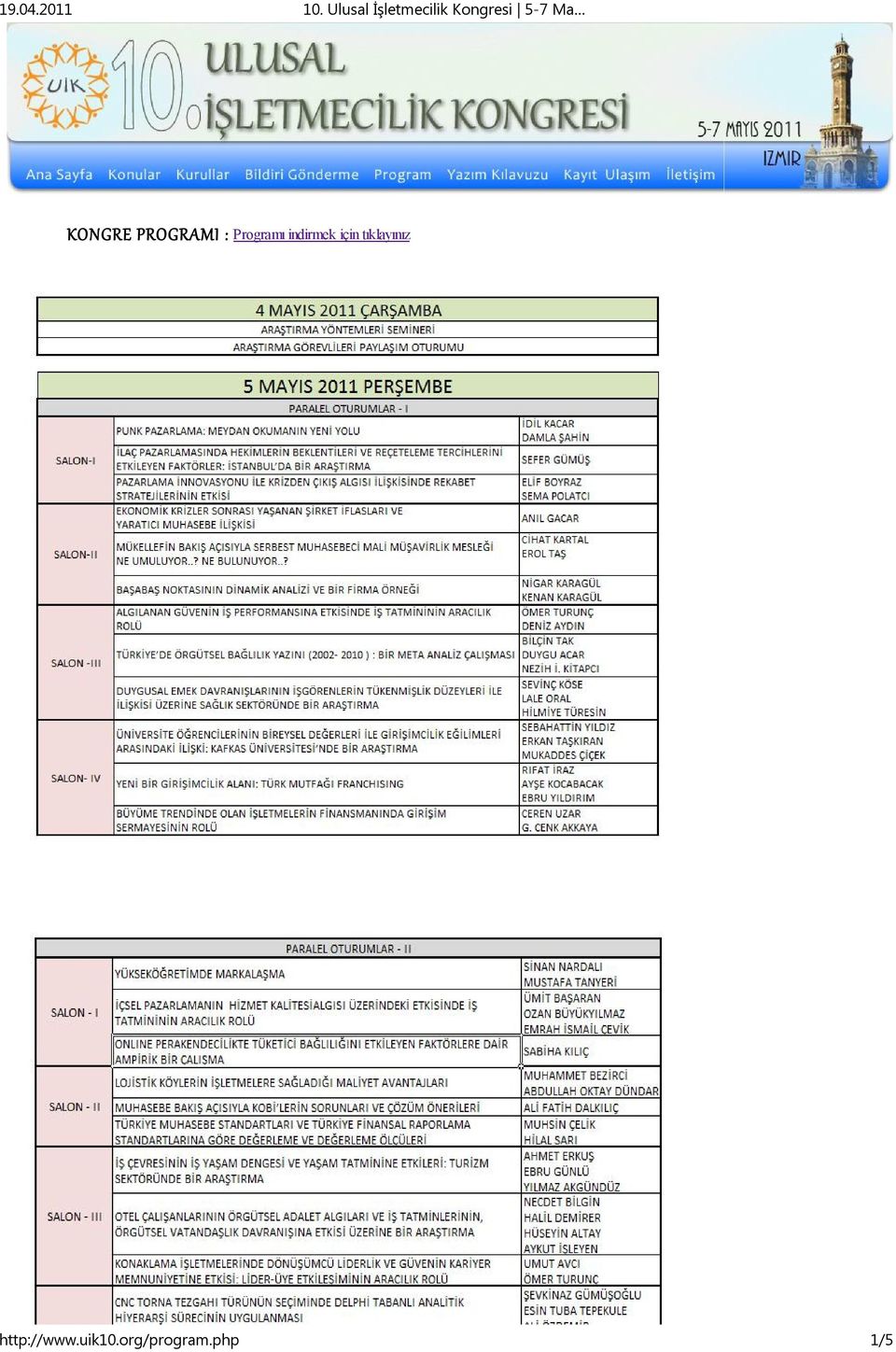 Ma KONGRE PROGRAMI : Programı