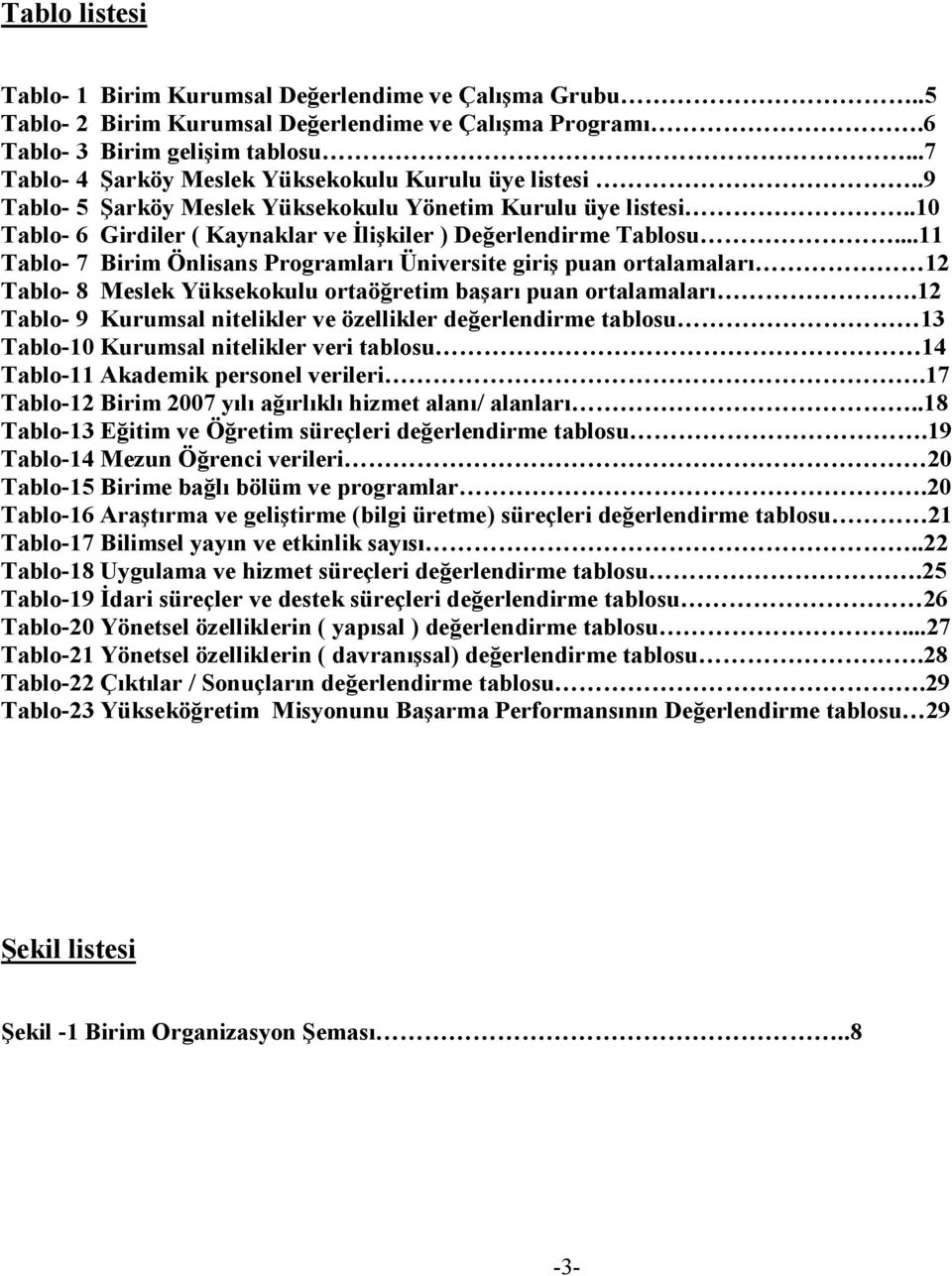 ..11 Tablo 7 Birim Önlisans Programları Üniversite giriş puan ortalamaları 12 Tablo 8 Meslek Yüksekokulu ortaöğretim başarı puan ortalamaları.