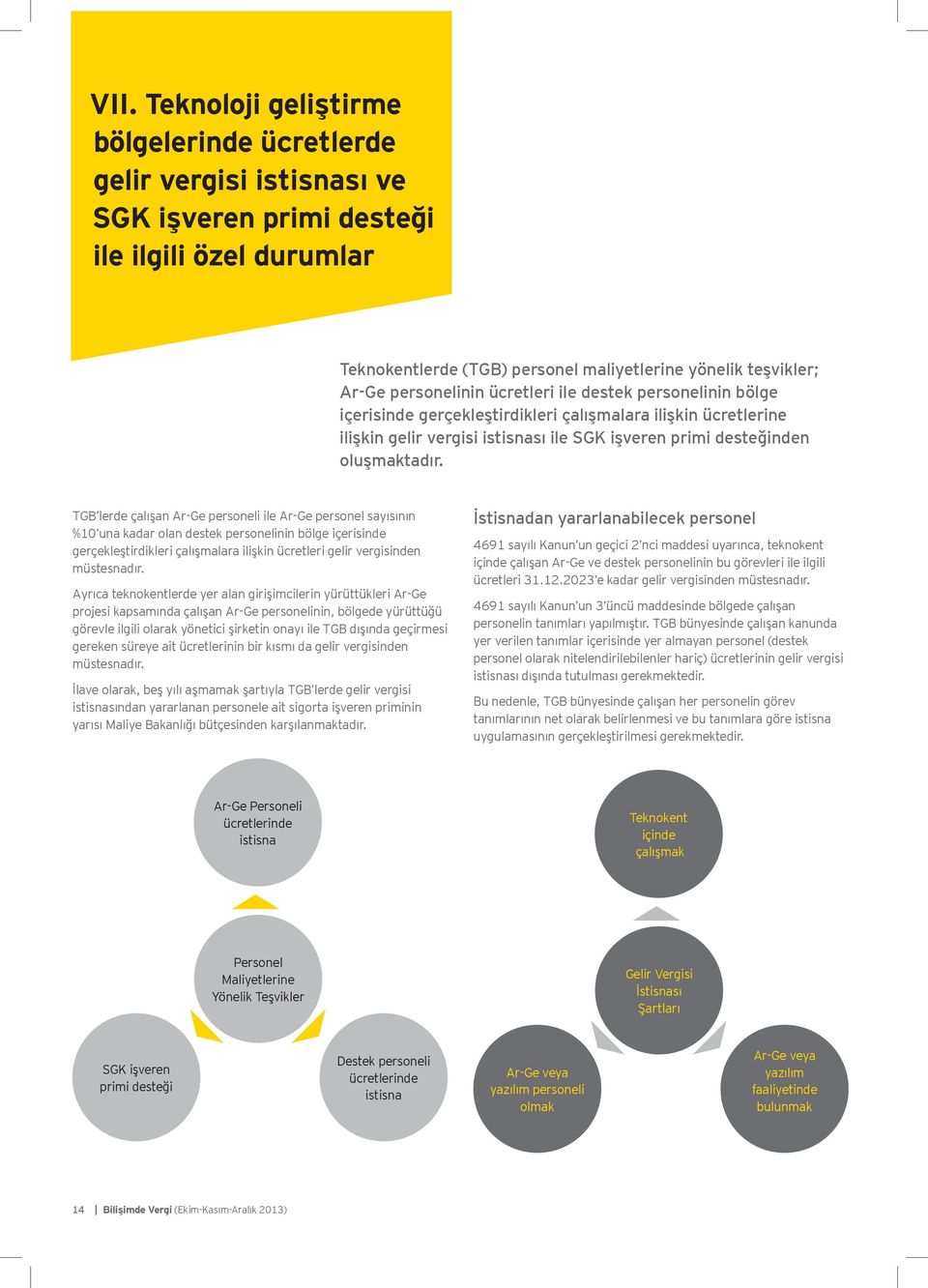 TGB lerde çalışan Ar-Ge personeli ile Ar-Ge personel sayısının %10 una kadar olan destek personelinin bölge içerisinde gerçekleştirdikleri çalışmalara ilişkin ücretleri gelir vergisinden müstesnadır.