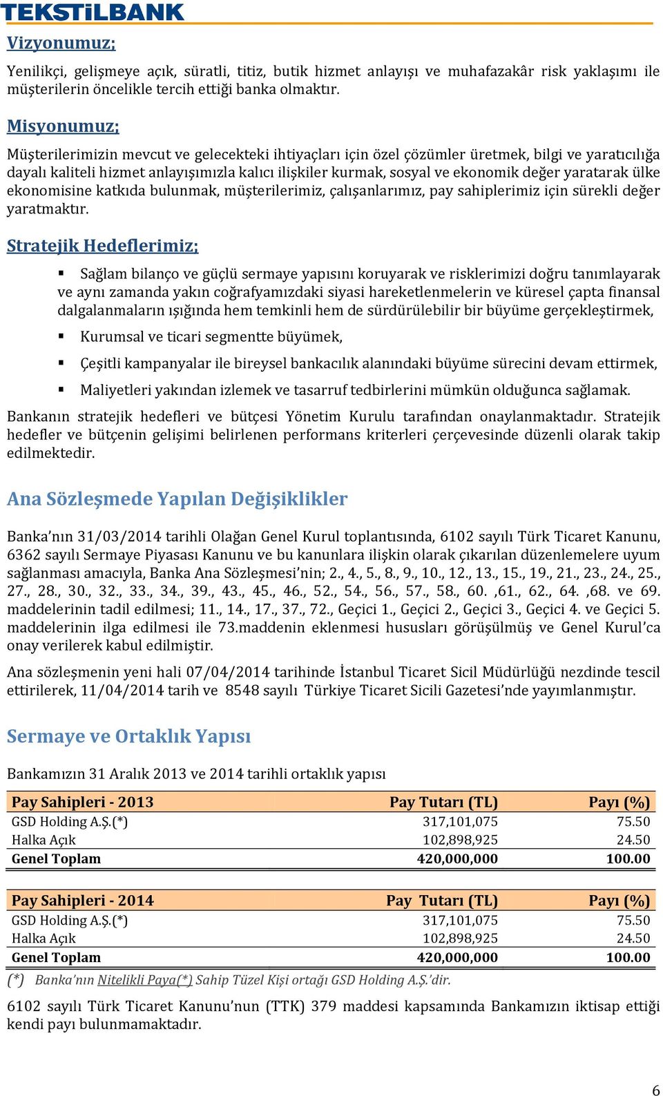 yaratarak ülke ekonomisine katkıda bulunmak, müşterilerimiz, çalışanlarımız, pay sahiplerimiz için sürekli değer yaratmaktır.