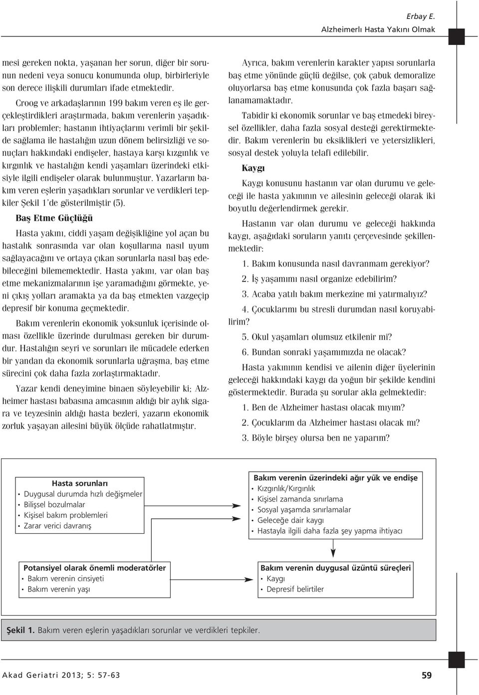 belirsizli i ve sonuçlar hakk ndaki endifleler, hastaya karfl k zg nl k ve k rg nl k ve hastal n kendi yaflamlar üzerindeki etkisiyle ilgili endifleler olarak bulunmufltur.