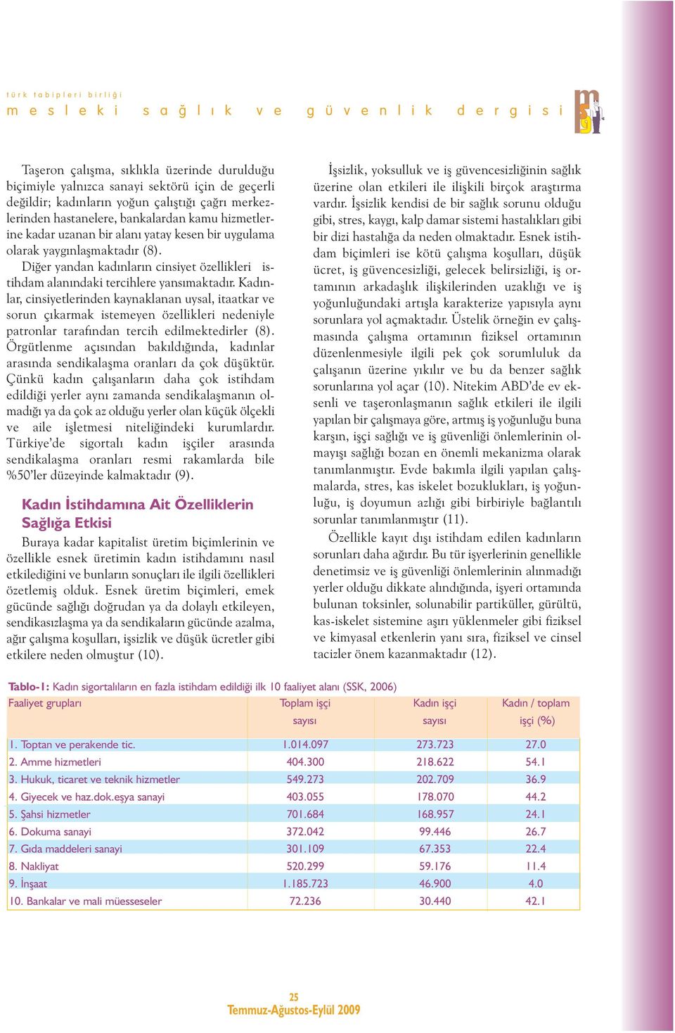 Kadınlar, cinsiyetlerinden kaynaklanan uysal, itaatkar ve sorun çıkarmak istemeyen özellikleri nedeniyle patronlar tarafından tercih edilmektedirler (8).