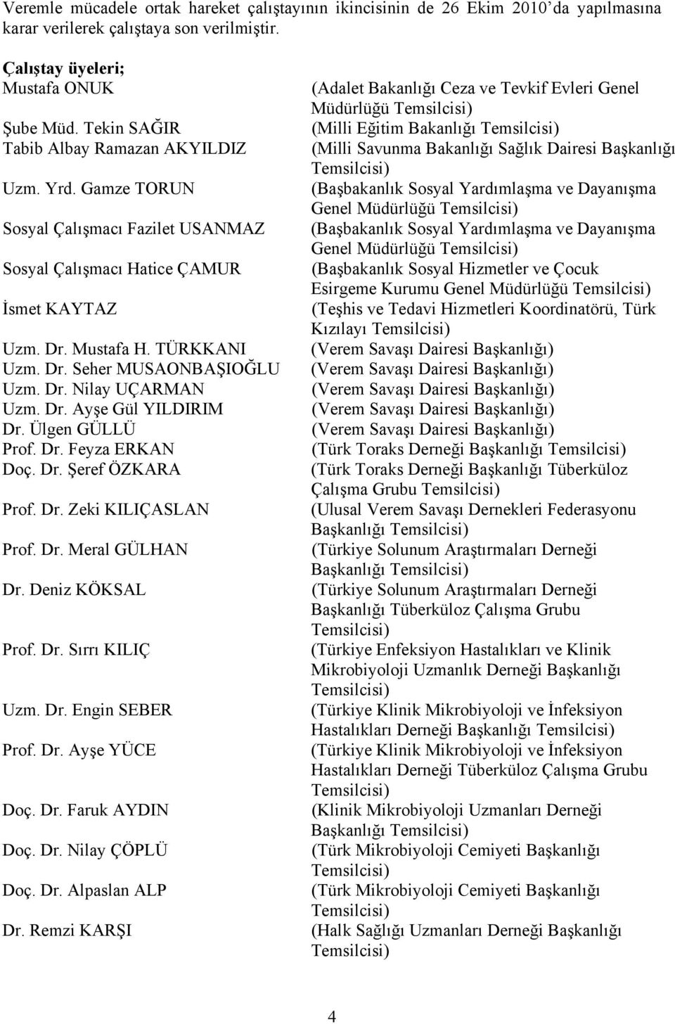 Dr. Nilay UÇARMAN Uzm. Dr. Ayşe Gül YILDIRIM Dr. Ülgen GÜLLÜ Prof. Dr. Feyza ERKAN Doç. Dr. Şeref ÖZKARA Prof. Dr. Zeki KILIÇASLAN Prof. Dr. Meral GÜLHAN Dr. Deniz KÖKSAL Prof. Dr. Sırrı KILIÇ Uzm.