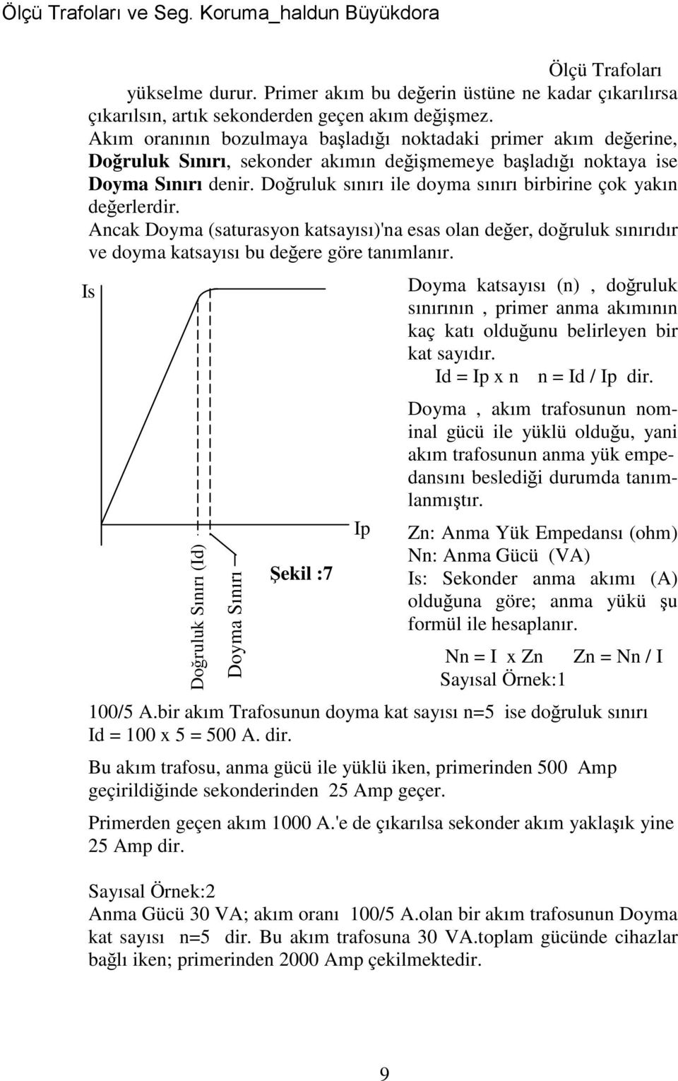 Doğruluk sınırı ile doyma sınırı birbirine çok yakın değerlerdir. Ancak Doyma (saturasyon katsayısı)'na esas olan değer, doğruluk sınırıdır ve doyma katsayısı bu değere göre tanımlanır.