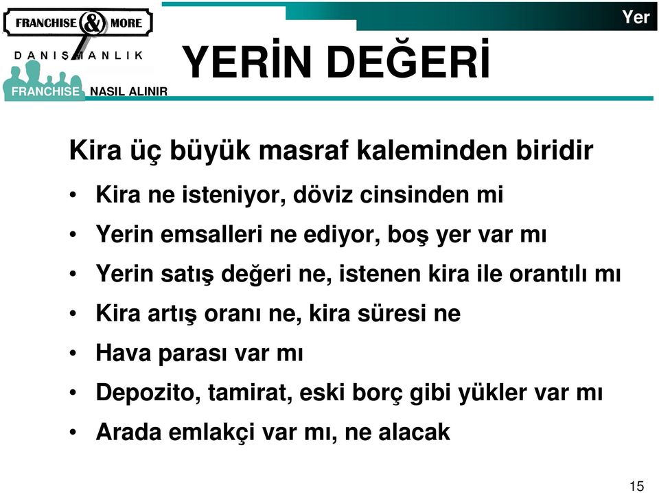 istenen kira ile orantılı mı Kira artış oranı ne, kira süresi ne Hava parası var