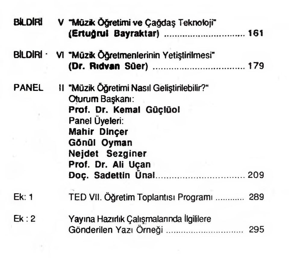 .. 179 PANEL II "Müzik Öğretimi Nasıl Geliştirilebilir?" Oturum Başkanı: Prof. Dr.