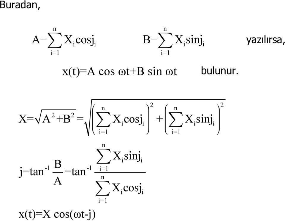 æ ö æ ö X= A +B = Xicosj i + Xsij i i çå çå è i=1 ø è