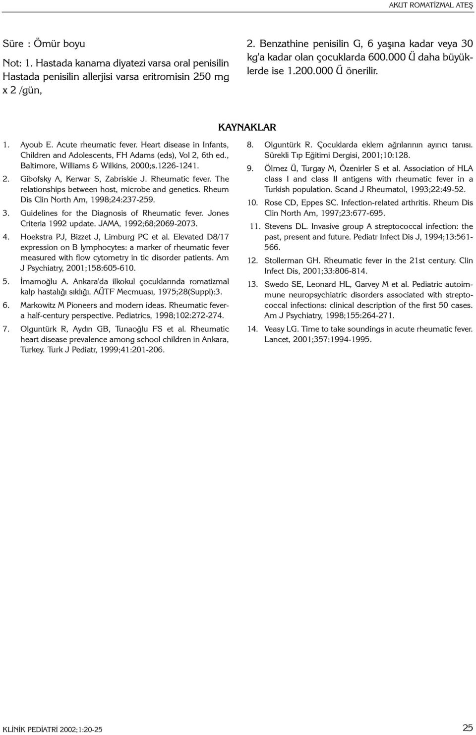 Heart disease in Infants, Children and Adolescents, FH Adams (eds), Vol 2, 6th ed., Baltimore, Williams & Wilkins, 2000;s.1226-1241. 2. Gibofsky A, Kerwar S, Zabriskie J. Rheumatic fever.