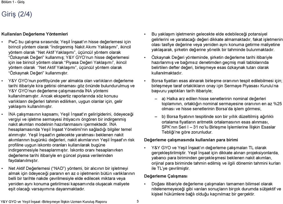 kullan Y&Y GYO nun portföyünde yer almakta olan varklan değerleme tarihi itibariyle kira getirisi olmamasgöz önünde bulundurulmuve Y&Y GYO nun değerleme çamasnda İNA yöntemi kullalma Ancak ekspertiz