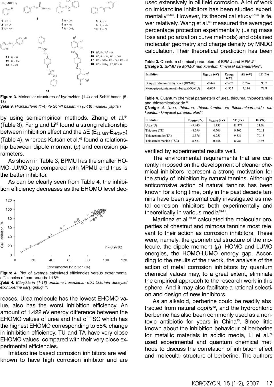 Their theoretical prediction has been Table 3. Quantum chemical parameters of BPMU and MPMU 64. Çizelge 3. BPMU ve MPMU' nun kuantum kimyasal parametreleri 64.