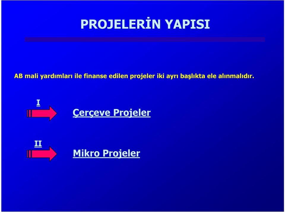 projeler iki ayrı başlıkta ele