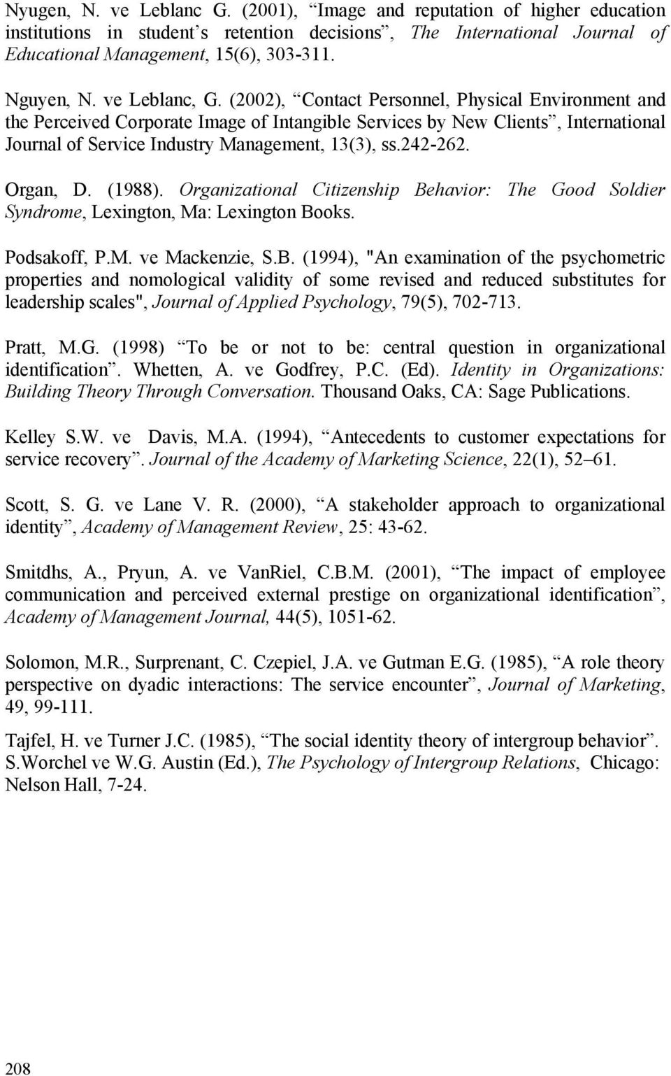 242-262. Organ, D. (1988). Organizational Citizenship Be