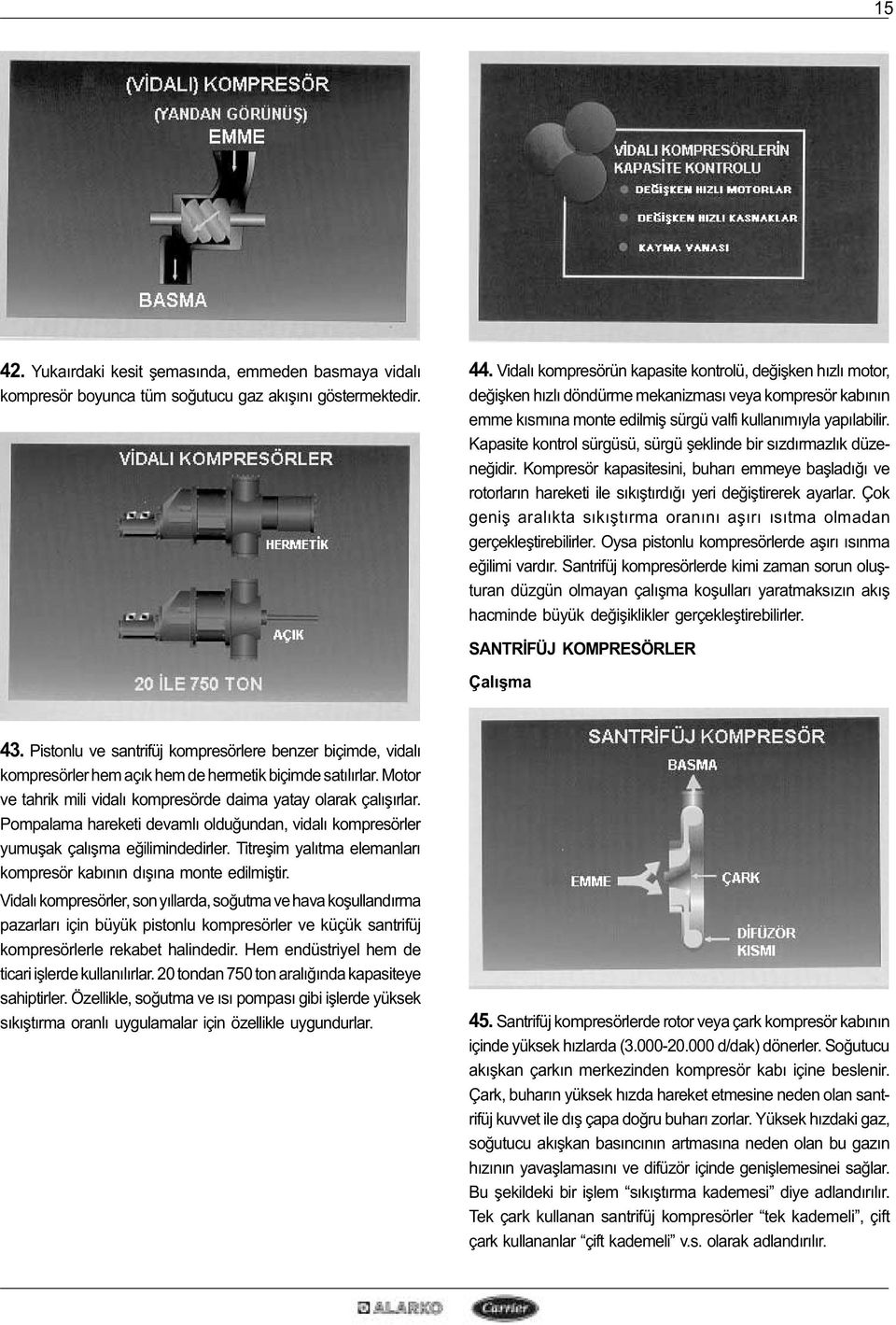 Kapasite kontrol sürgüsü, sürgü þeklinde bir sýzdýrmazlýk düzeneðidir. Kompresör kapasitesini, buharý emmeye baþladýðý ve rotorlarýn hareketi ile sýkýþtýrdýðý yeri deðiþtirerek ayarlar.