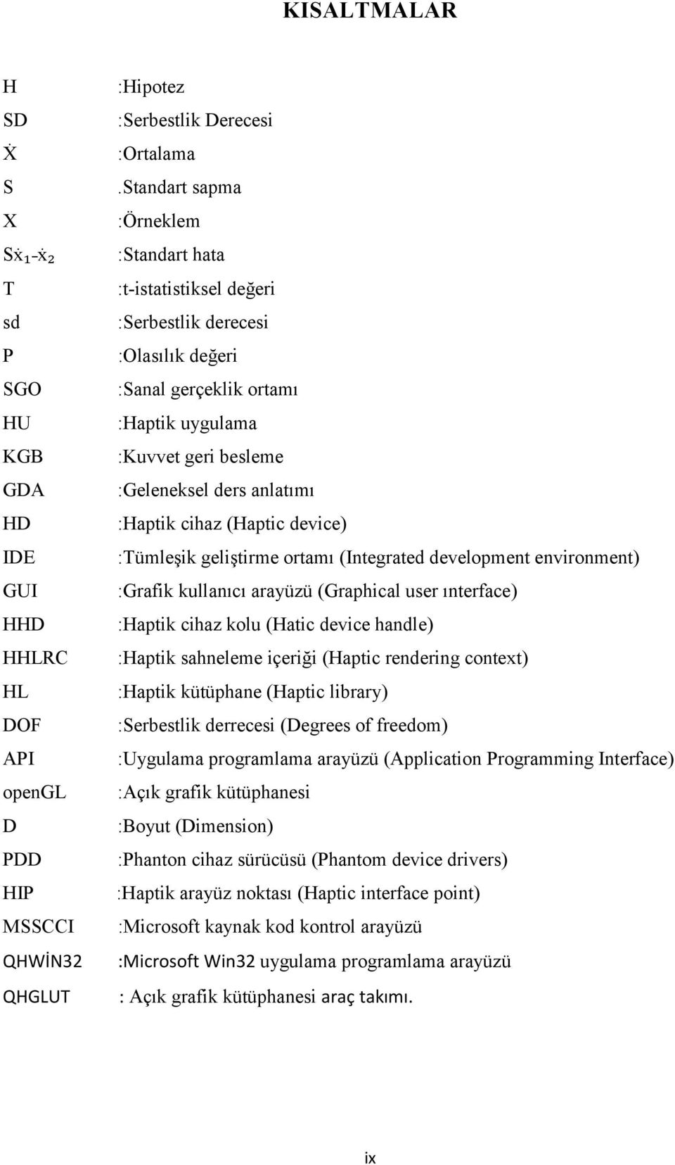 cihaz (Haptic device) :Tümleşik geliştirme ortamı (Integrated development environment) :Grafik kullanıcı arayüzü (Graphical user ınterface) :Haptik cihaz kolu (Hatic device handle) :Haptik sahneleme