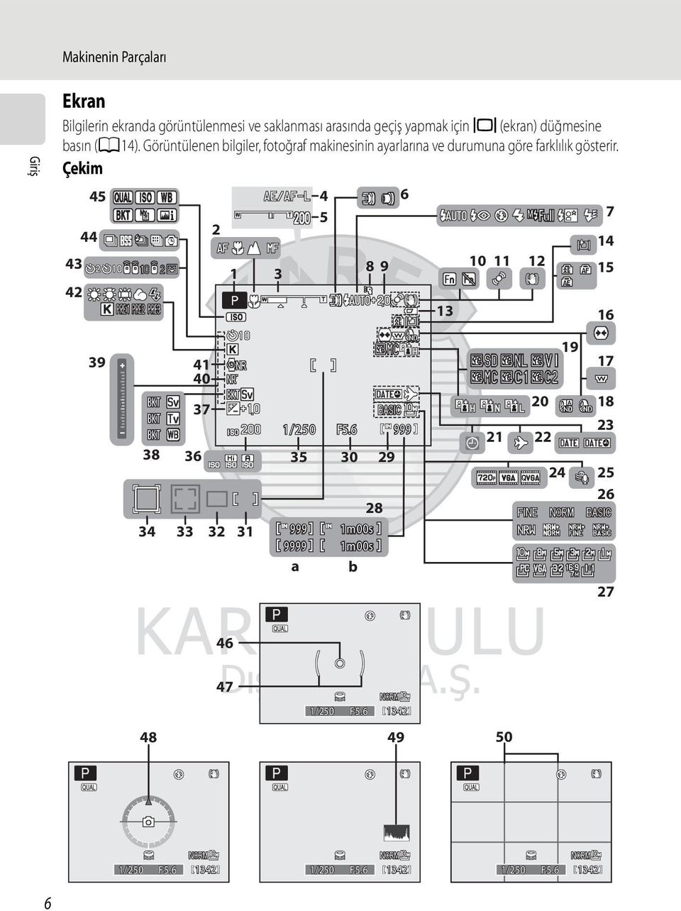 Çekim 43 42 44 45 2 1 3 4 5 89 6 13 10 11 12 7 14 15 16 39 41 40 37 1/250 F5.