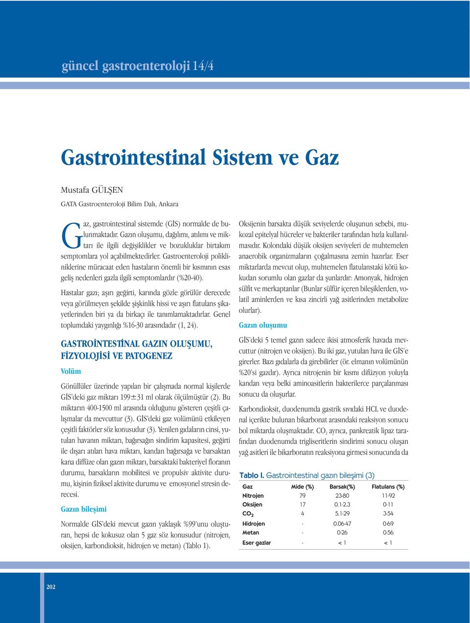 Gastroenteroloji polikliniklerine müracaat eden hastaların önemli bir kısmının esas geliş nedenleri gazla ilgili semptomlardır (%20-40).