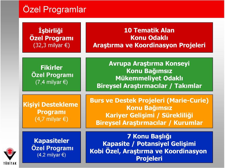 Bağımsız Mükemmeliyet Odaklı Bireysel Araştırmacılar / Takımlar Burs ve Destek Projeleri (Marie-Curie) Konu Bağımsız Kariyer Gelişimi /