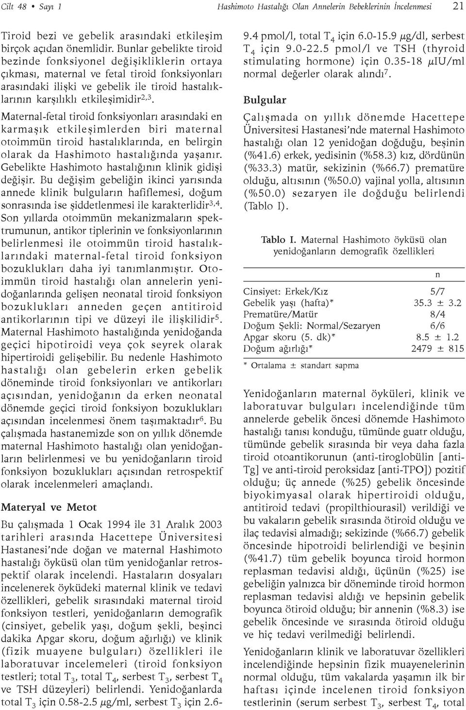 Maternal-fetal tiroid fonksiyonlarý arasýndaki en karmaþýk etkileþimlerden biri maternal otoimmün tiroid hastalýklarýnda, en belirgin olarak da Hashimoto hastalýðýnda yaþanýr.