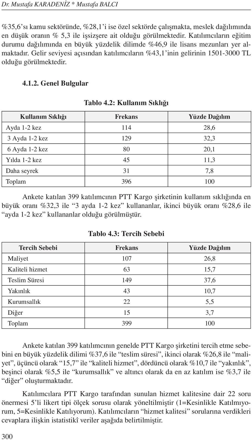 Gelir seviyesi açısından katılımcıların %43,1 inin gelirinin 1501-3000 TL olduğu görülmektedir. 4.1.2. Genel Bulgular Tablo 4.