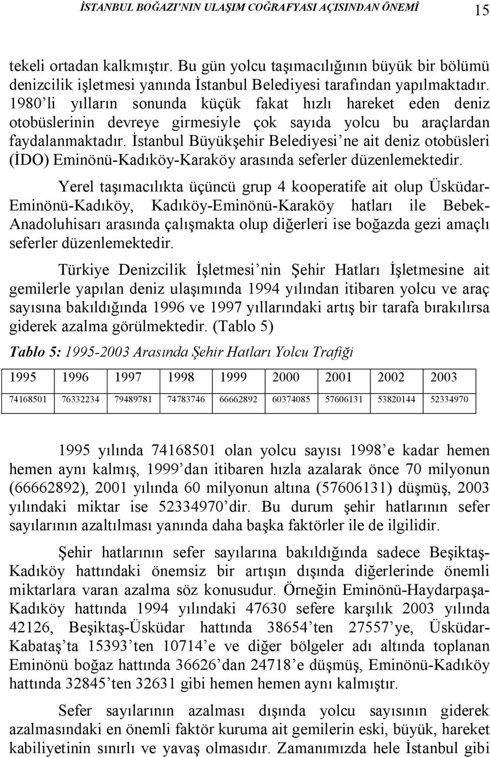 1980 li yılların sonunda küçük fakat hızlı hareket eden deniz otobüslerinin devreye girmesiyle çok sayıda yolcu bu araçlardan faydalanmaktadır.