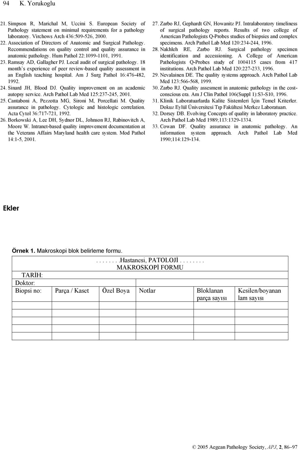 Local audit of surgical pathology. 18 month s experience of peer review-based quality assessment in an English teaching hospital. Am J Surg Pathol 16:476-482, 1992. 24. Sinard JH, Blood DJ.