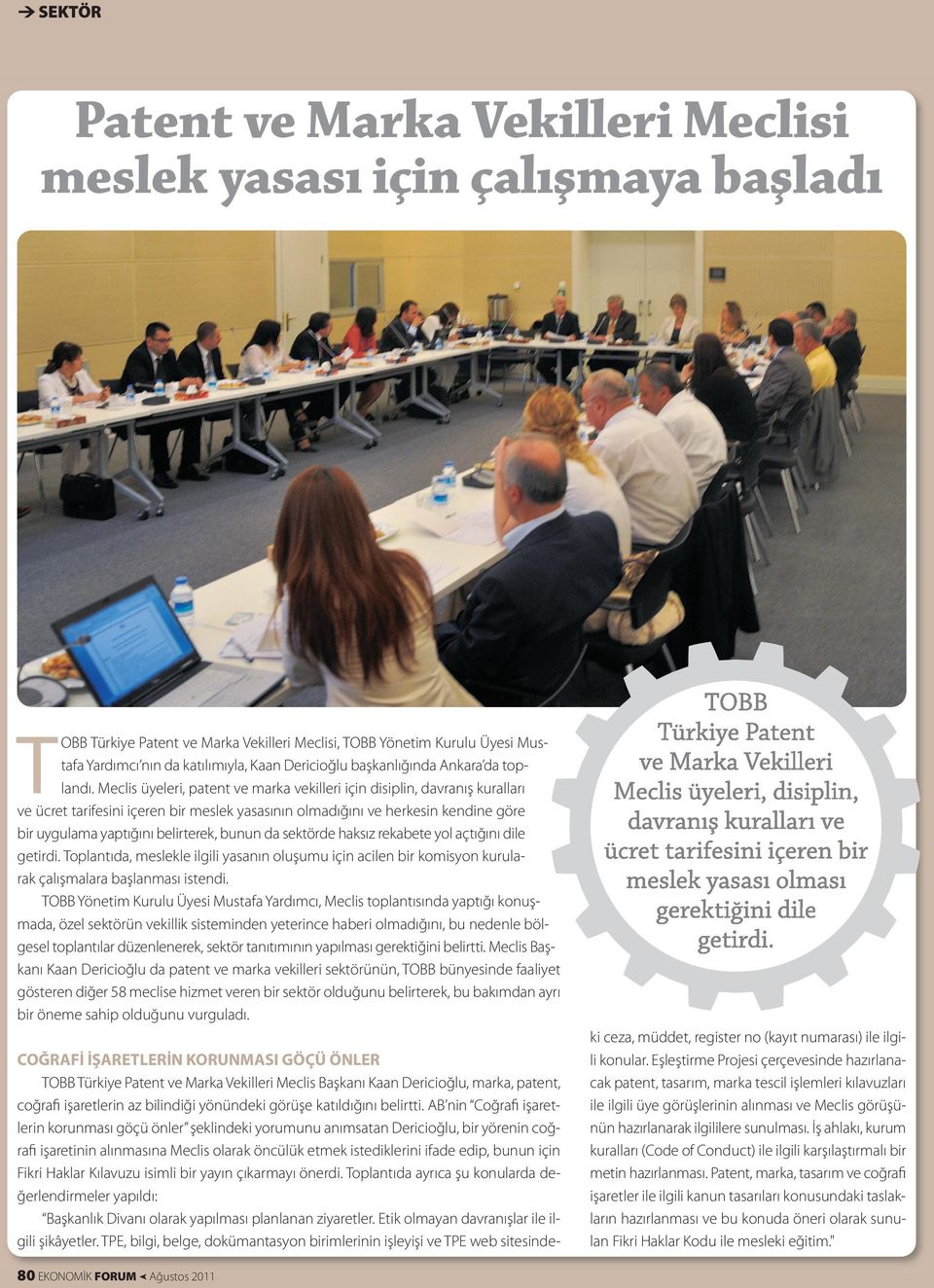 Meclis üyeleri, patent ve marka vekilleri için disiplin, davranış kuralları ve ücret tarifesini içeren bir meslek yasasının olmadığını ve herkesin kendine göre bir uygulama yaptığını belirterek,