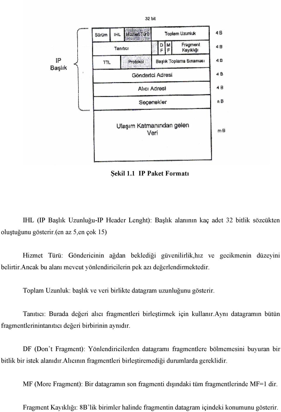 Toplam Uzunluk: başlık ve veri birlikte datagram uzunluğunu gösterir. Tanıtıcı: Burada değeri alıcı fragmentleri birleştirmek için kullanır.