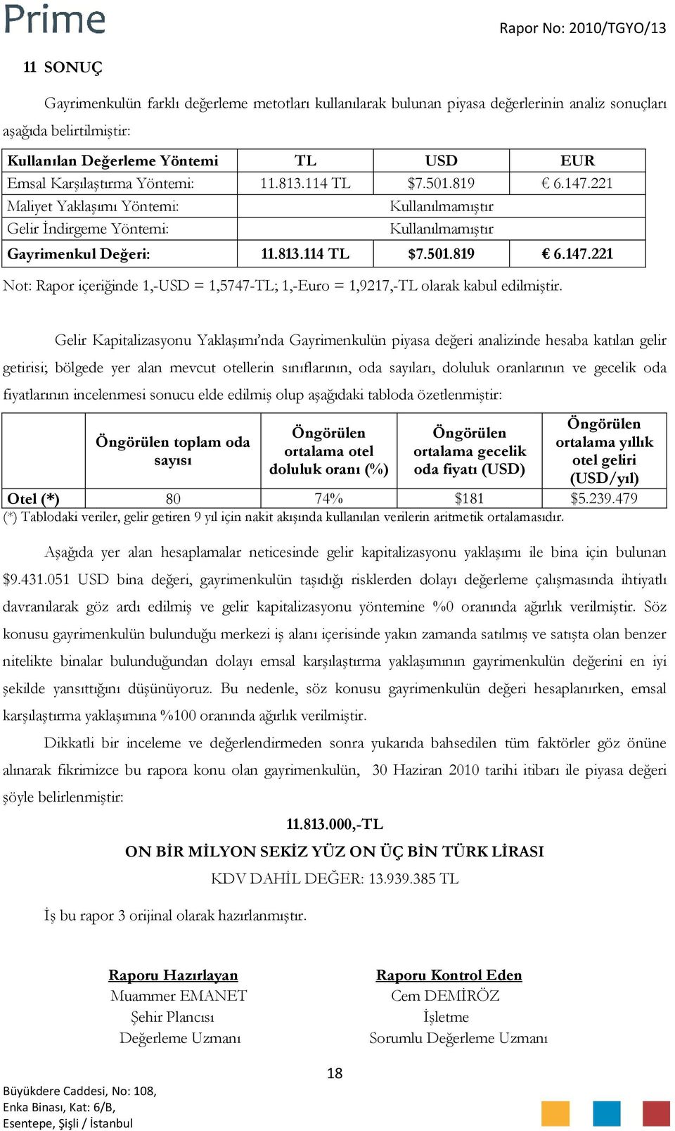 Gelir Kapitalizasyonu Yaklaşımı nda Gayrimenkulün piyasa değeri analizinde hesaba katılan gelir getirisi; bölgede yer alan mevcut otellerin sınıflarının, oda sayıları, doluluk oranlarının ve gecelik